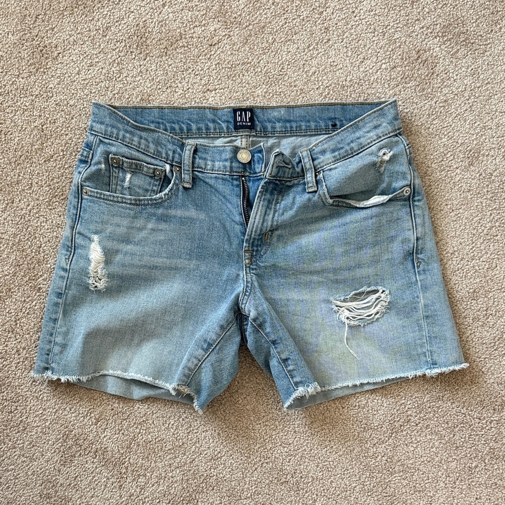 GAP Women's Distressed Light Blue Jean Shorts
